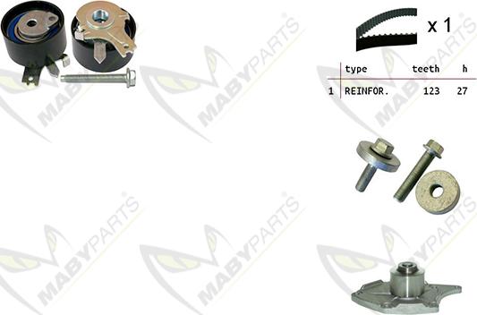 Mabyparts OBKWP0065 - Ūdenssūknis + Zobsiksnas komplekts www.autospares.lv