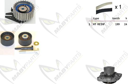 Mabyparts OBKWP0060 - Ūdenssūknis + Zobsiksnas komplekts www.autospares.lv