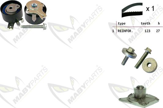 Mabyparts OBKWP0061 - Ūdenssūknis + Zobsiksnas komplekts www.autospares.lv