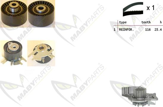 Mabyparts OBKWP0068 - Water Pump & Timing Belt Set www.autospares.lv