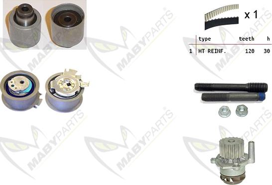 Mabyparts OBKWP0062 - Водяной насос + комплект зубчатого ремня ГРМ www.autospares.lv