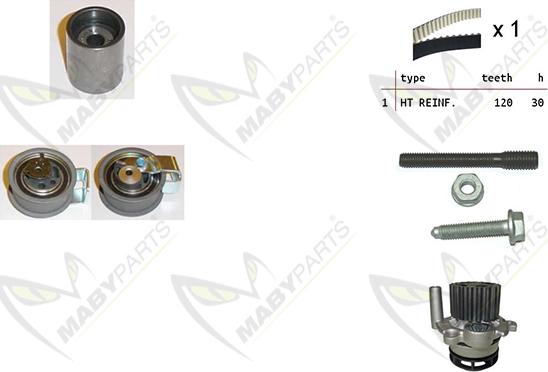 Mabyparts OBKWP0084 - Water Pump & Timing Belt Set www.autospares.lv