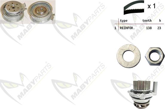 Mabyparts OBKWP0086 - Ūdenssūknis + Zobsiksnas komplekts autospares.lv