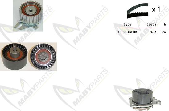 Mabyparts OBKWP0088 - Водяной насос + комплект зубчатого ремня ГРМ www.autospares.lv