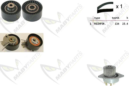 Mabyparts OBKWP0082 - Ūdenssūknis + Zobsiksnas komplekts www.autospares.lv