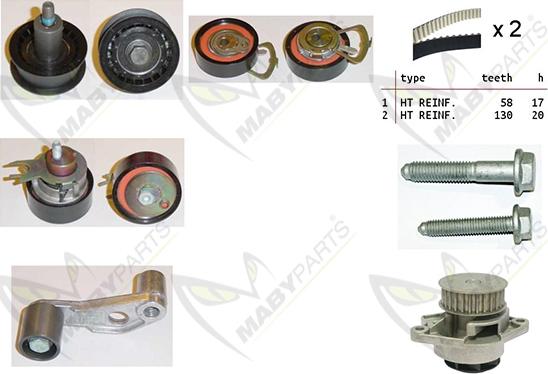 Mabyparts OBKWP0079 - Ūdenssūknis + Zobsiksnas komplekts www.autospares.lv