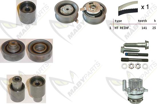 Mabyparts OBKWP0074 - Ūdenssūknis + Zobsiksnas komplekts autospares.lv