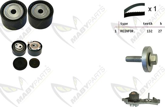 Mabyparts OBKWP0070 - Ūdenssūknis + Zobsiksnas komplekts www.autospares.lv