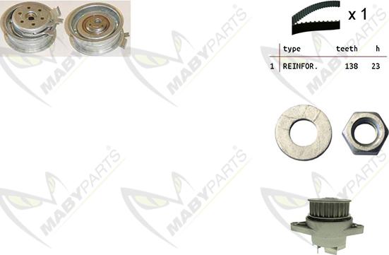 Mabyparts OBKWP0145 - Водяной насос + комплект зубчатого ремня ГРМ www.autospares.lv