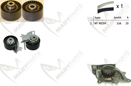 Mabyparts OBKWP0141 - Ūdenssūknis + Zobsiksnas komplekts www.autospares.lv