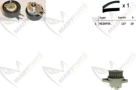 Mabyparts OBKWP0148 - Водяной насос + комплект зубчатого ремня ГРМ www.autospares.lv