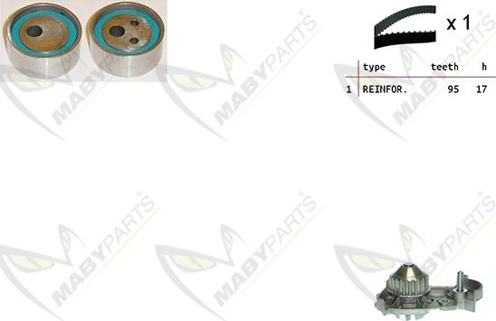 Mabyparts OBKWP0147 - Водяной насос + комплект зубчатого ремня ГРМ www.autospares.lv