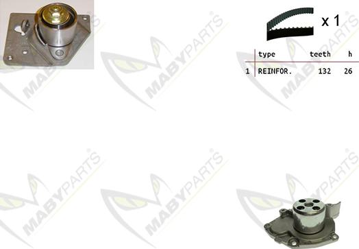 Mabyparts OBKWP0154 - Ūdenssūknis + Zobsiksnas komplekts www.autospares.lv