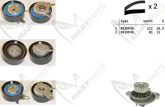 Mabyparts OBKWP0156 - Water Pump & Timing Belt Set www.autospares.lv