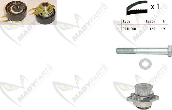 Mabyparts OBKWP0151 - Водяной насос + комплект зубчатого ремня ГРМ www.autospares.lv