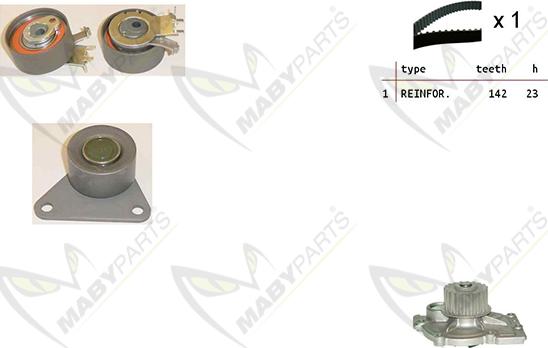 Mabyparts OBKWP0153 - Ūdenssūknis + Zobsiksnas komplekts www.autospares.lv