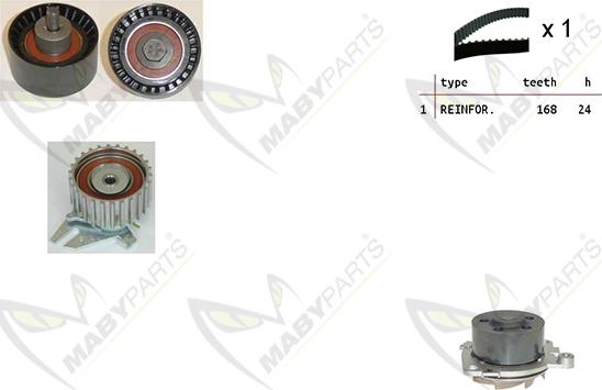 Mabyparts OBKWP0157 - Водяной насос + комплект зубчатого ремня ГРМ www.autospares.lv