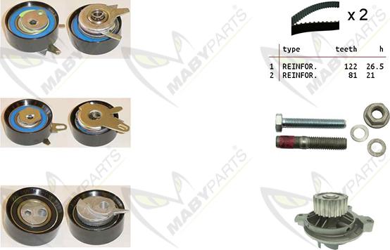 Mabyparts OBKWP0169 - Ūdenssūknis + Zobsiksnas komplekts autospares.lv