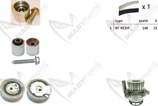 Mabyparts OBKWP0164 - Водяной насос + комплект зубчатого ремня ГРМ www.autospares.lv