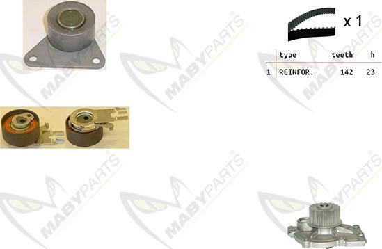 Mabyparts OBKWP0166 - Ūdenssūknis + Zobsiksnas komplekts www.autospares.lv