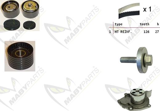 Mabyparts OBKWP0161 - Ūdenssūknis + Zobsiksnas komplekts www.autospares.lv