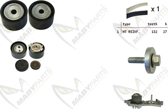 Mabyparts OBKWP0162 - Ūdenssūknis + Zobsiksnas komplekts autospares.lv