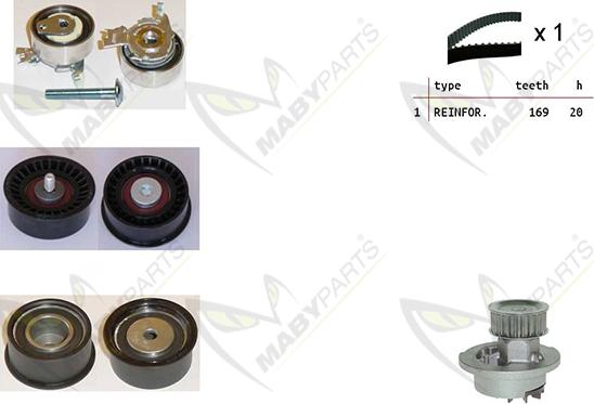 Mabyparts OBKWP0105 - Ūdenssūknis + Zobsiksnas komplekts www.autospares.lv