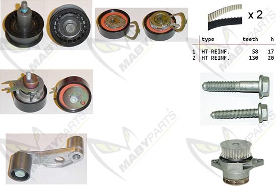 Mabyparts OBKWP0101 - Ūdenssūknis + Zobsiksnas komplekts www.autospares.lv