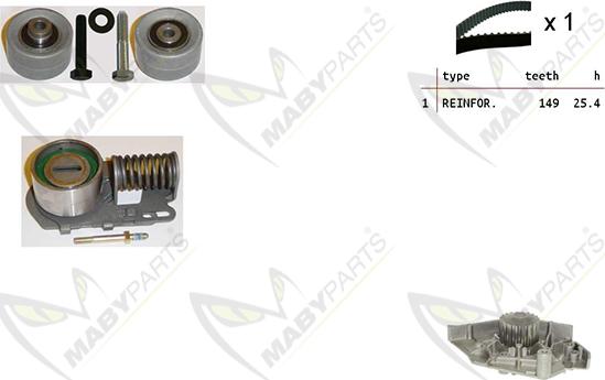 Mabyparts OBKWP0103 - Ūdenssūknis + Zobsiksnas komplekts autospares.lv