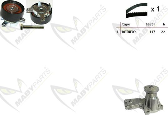 Mabyparts OBKWP0119 - Ūdenssūknis + Zobsiksnas komplekts www.autospares.lv