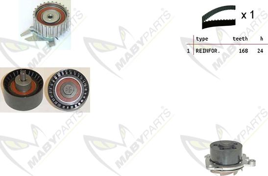 Mabyparts OBKWP0114 - Водяной насос + комплект зубчатого ремня ГРМ www.autospares.lv