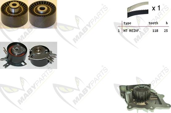 Mabyparts OBKWP0116 - Ūdenssūknis + Zobsiksnas komplekts www.autospares.lv