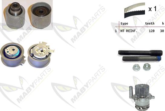 Mabyparts OBKWP0110 - Водяной насос + комплект зубчатого ремня ГРМ www.autospares.lv