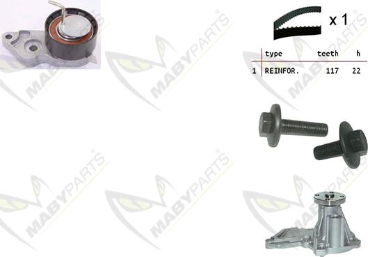 Mabyparts OBKWP0111 - Water Pump & Timing Belt Set www.autospares.lv