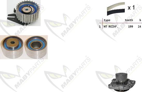 Mabyparts OBKWP0118 - Ūdenssūknis + Zobsiksnas komplekts www.autospares.lv