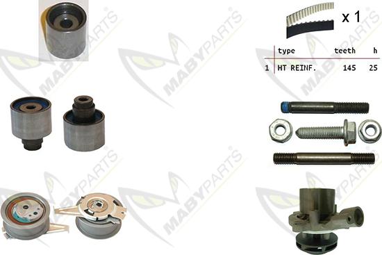 Mabyparts OBKWP0135 - Ūdenssūknis + Zobsiksnas komplekts autospares.lv