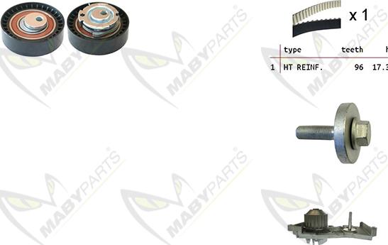 Mabyparts OBKWP0129 - Ūdenssūknis + Zobsiksnas komplekts autospares.lv