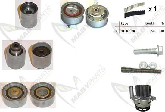 Mabyparts OBKWP0120 - Водяной насос + комплект зубчатого ремня ГРМ www.autospares.lv