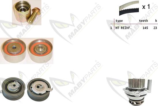 Mabyparts OBKWP0121 - Ūdenssūknis + Zobsiksnas komplekts www.autospares.lv