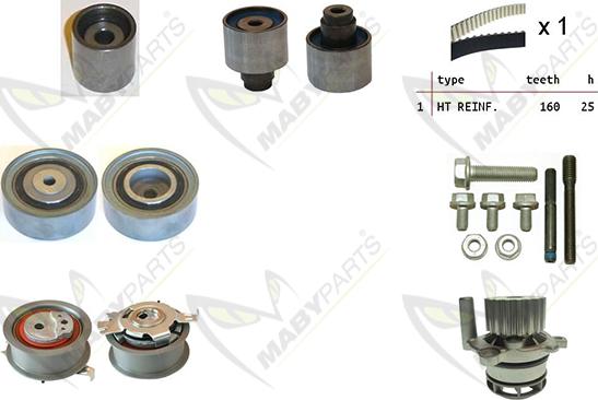 Mabyparts OBKWP0128 - Water Pump & Timing Belt Set www.autospares.lv