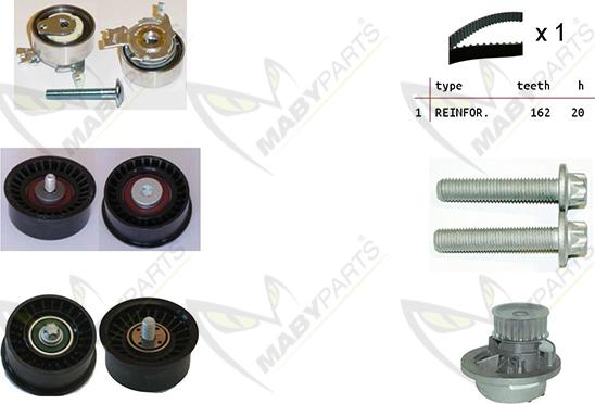 Mabyparts OBKWP0122 - Ūdenssūknis + Zobsiksnas komplekts autospares.lv