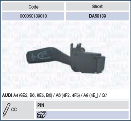 Magneti Marelli 000050139010 - Slēdzis uz stūres statnes www.autospares.lv