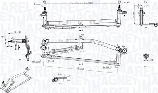 Magneti Marelli 085570753010 - Stiklu tīrītāja sviru un stiepņu sistēma www.autospares.lv