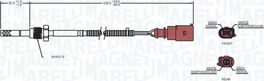 Magneti Marelli 172000029010 - Датчик, температура выхлопных газов www.autospares.lv