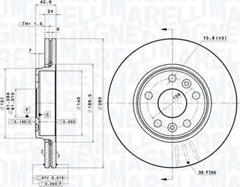 Magneti Marelli 360406119201 - Bremžu diski www.autospares.lv