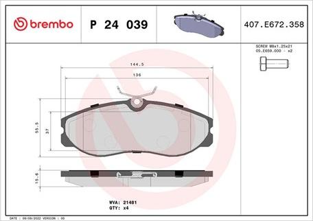 Magneti Marelli 363700424039 - Bremžu uzliku kompl., Disku bremzes www.autospares.lv