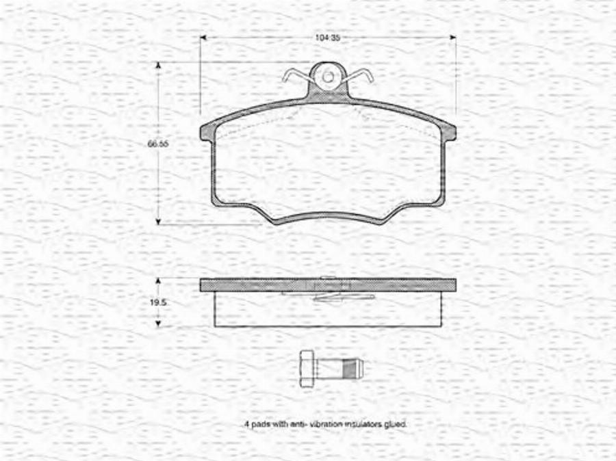 Magneti Marelli 363702160947 - Bremžu uzliku kompl., Disku bremzes www.autospares.lv