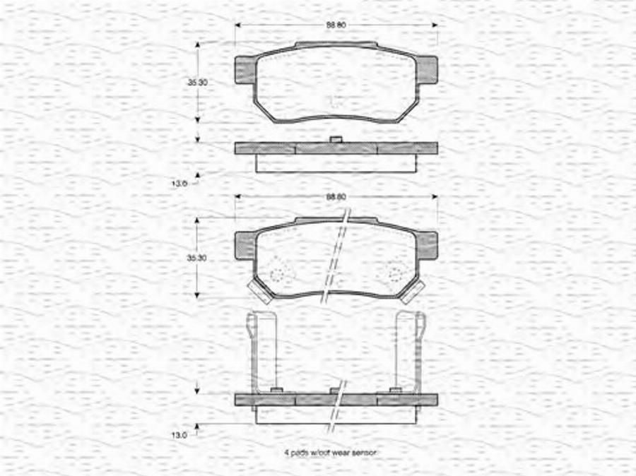 Magneti Marelli 363702160913 - Bremžu uzliku kompl., Disku bremzes www.autospares.lv