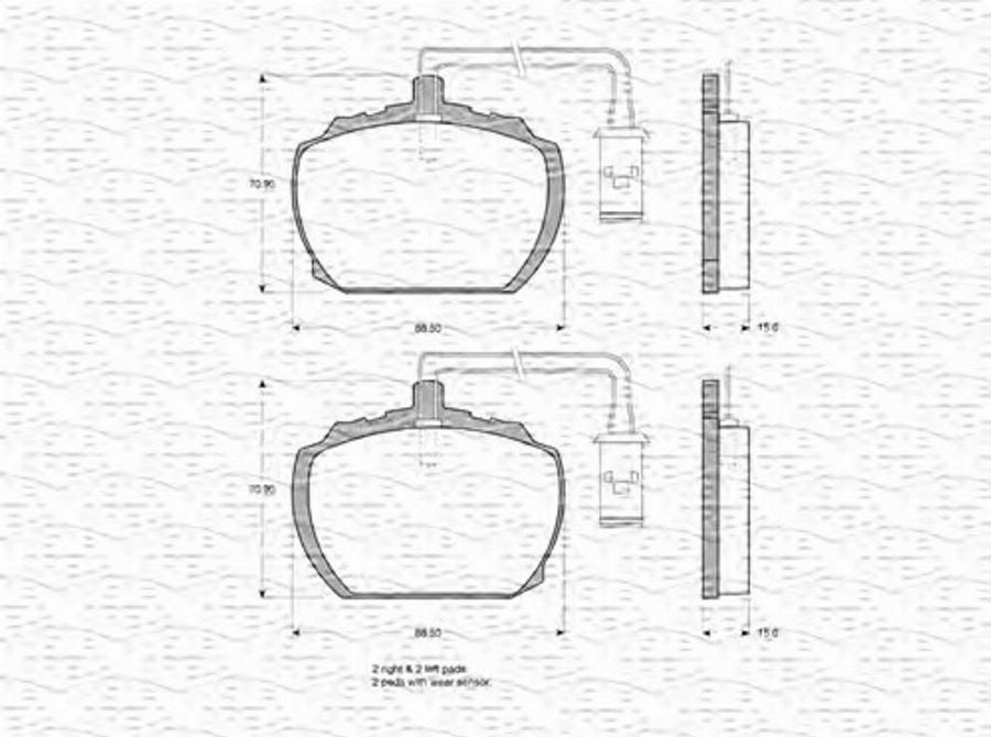 Magneti Marelli 363702160917 - Bremžu uzliku kompl., Disku bremzes www.autospares.lv