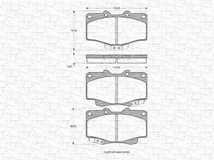 Magneti Marelli 363702160922 - Bremžu uzliku kompl., Disku bremzes www.autospares.lv